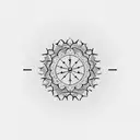 A simple, elegant, and minimal monochrome hand tattoo that contains symbols for flow, breathe, and moving forward. tattoo design idea