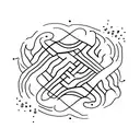 A simple, elegant, and minimal monochrome hand tattoo that contains symbols for flow, breathe, and moving forward. tattoo design idea