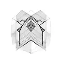 A simple, elegant, and minimal monochrome hand tattoo that contains symbols for flow, breathe, and moving forward. tattoo design idea