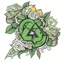money recycle tattoo design idea
