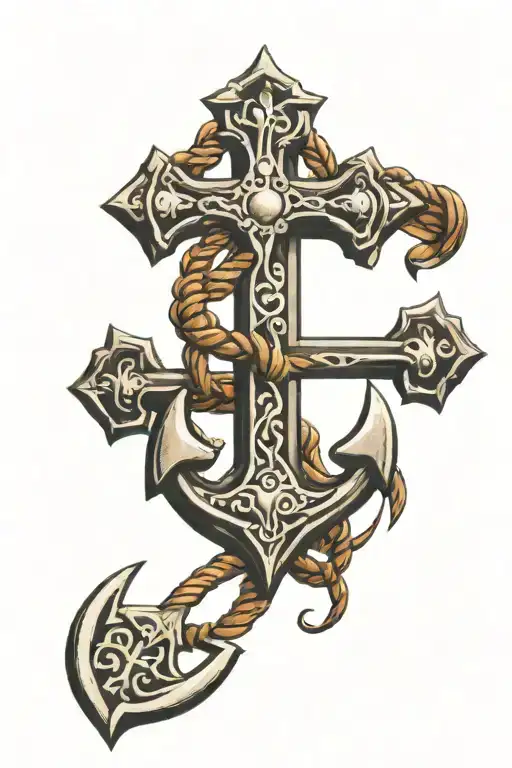 anchor cross tattoo design idea