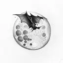 bats flying across a moon  tattoo design idea
