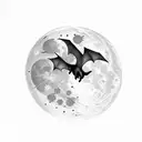 bats flying across a moon  tattoo design idea