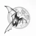 bats flying across a moon  tattoo design idea