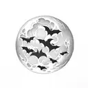 bats flying across a moon  tattoo design idea