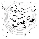 bats flying across a moon  tattoo design idea