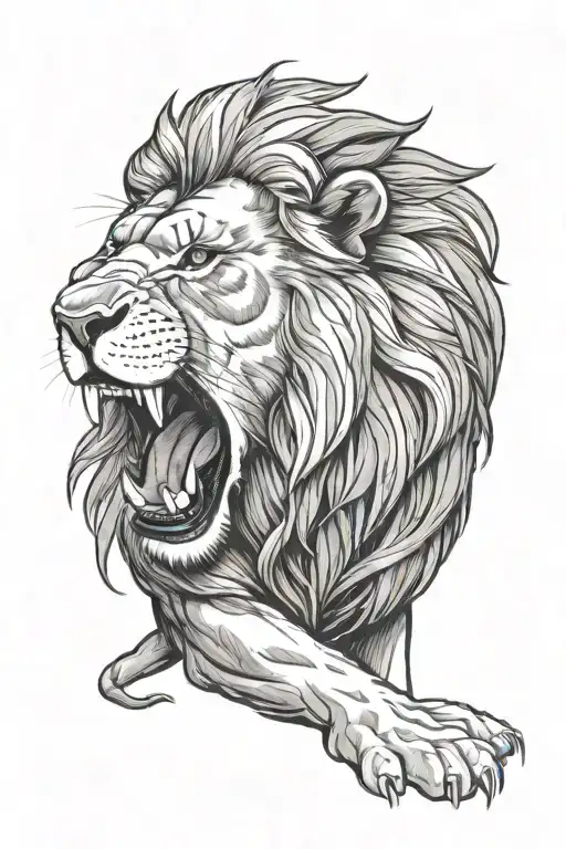 lion roaring tattoo design idea