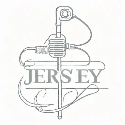 the word jersey written with a microphone cord  tattoo design idea