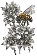 honey bee flowers  tattoo design idea