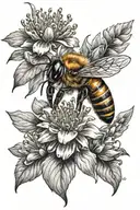 honey bee flowers  tattoo design idea