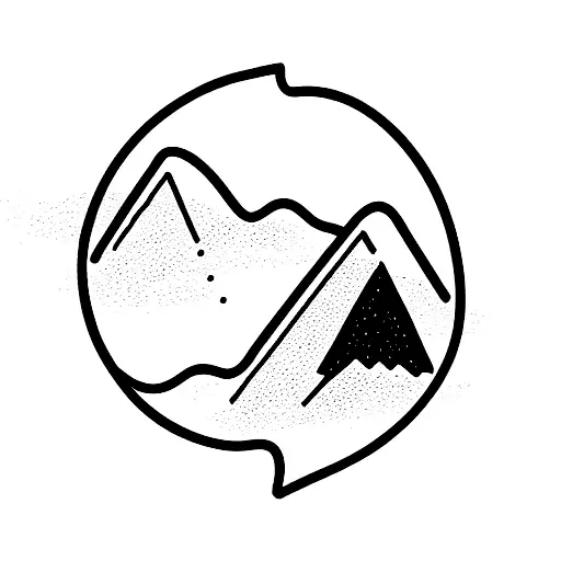 mountain range with a winding path leading up to the peak, symbolizing the journey and perseverance in the climb tattoo design idea