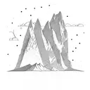 mountain range with a winding path leading up to the peak, symbolizing the journey and perseverance in the climb tattoo design idea