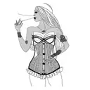a woman in a corset tattoo design idea