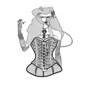 a woman in a corset tattoo design idea