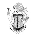 a woman in a corset tattoo design idea