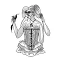 a woman in a corset tattoo design idea