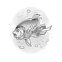 Japanese style. Traditional tattoo. Carp. Cherry blossoms tattoo design idea