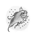 Japanese style. Traditional tattoo. Carp. Cherry blossoms tattoo design idea