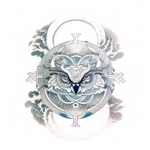 Yin and Yang , Gemini , snow owl tattoo design idea