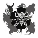 Black clover antler with sword and five leaf clover tattoo design idea
