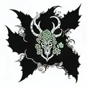 Black clover antler with sword and five leaf clover tattoo design idea