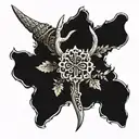 Black clover antler with sword and five leaf clover tattoo design idea
