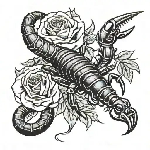 scorpion, paint brush ,rose, get rich or die trying tattoo design idea