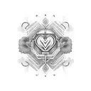 red circle with a k in a heart tattoo design idea