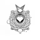 red circle with a k in a heart tattoo design idea