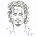 Johnny Depp as a zombie head tattoo design idea