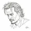 Johnny Depp as a zombie head tattoo design idea