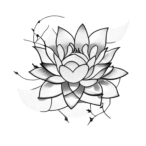 Lotus flower surrounded by vines tattoo design idea
