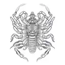 A scorpion with intricate Japanese-inspired patterns and symbols in a realism style tattoo design idea
