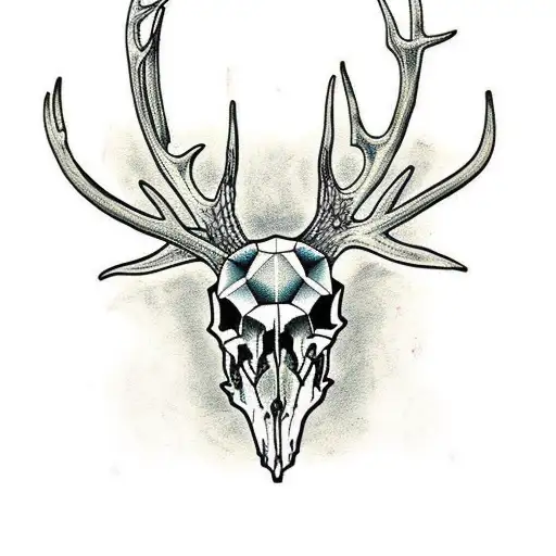 deer skull tattoo design idea