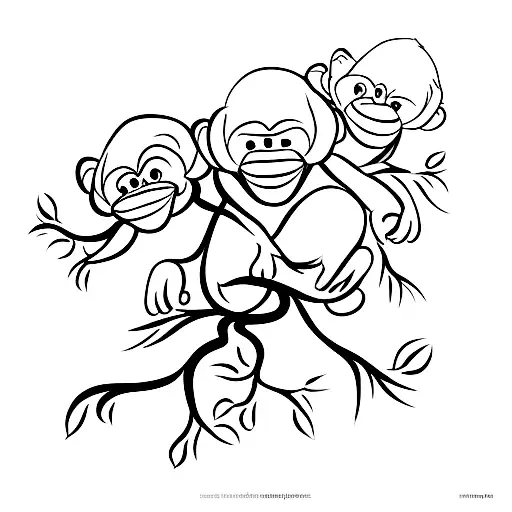 three monkey silhouettes playing in a branch and each monkey is shaped like an M, C, and a K tattoo design idea