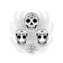 A sugar skull with intricate details and vibrant colors, representing Mexican culture and the celebration of life. tattoo design idea