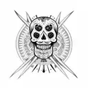 A sugar skull with intricate details and vibrant colors, representing Mexican culture and the celebration of life. tattoo design idea