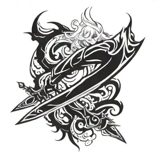 destroyed ichigo sword bankai bleach anime tattoo design idea