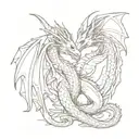 dragons hugging each other tattoo design idea