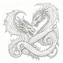 dragons hugging each other tattoo design idea