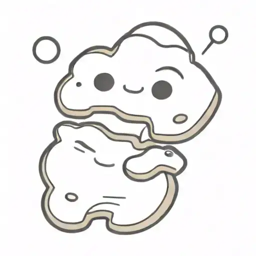 cartoon cookie with a bite missing, black and white tattoo design idea