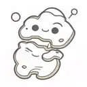 cartoon cookie with a bite missing, black and white tattoo design idea