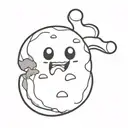 cartoon cookie with a bite missing, black and white tattoo design idea