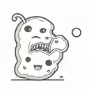cartoon cookie with a bite missing, black and white tattoo design idea