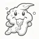 cartoon cookie with a bite missing, black and white tattoo design idea