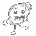 cartoon cookie with a bite missing, black and white tattoo design idea