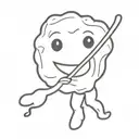 cartoon cookie with a bite missing, black and white tattoo design idea