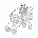 skeleton pushing shopping cart   tattoo design idea