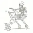 skeleton pushing shopping cart   tattoo design idea