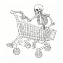 skeleton pushing shopping cart   tattoo design idea